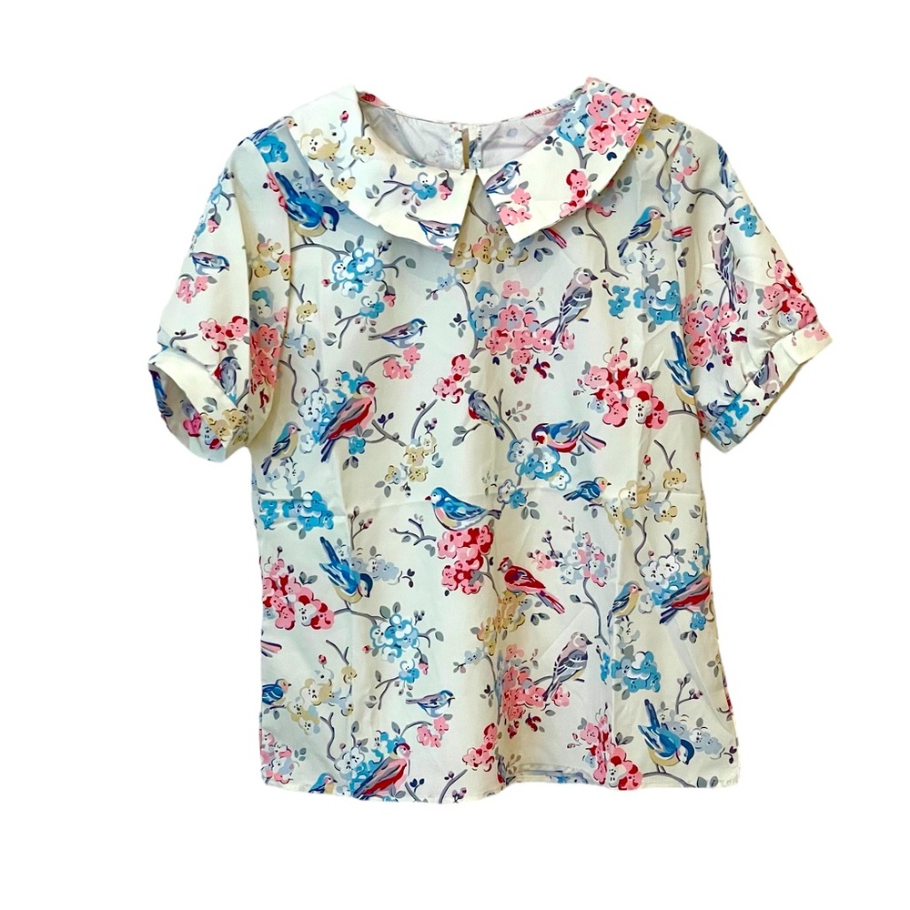 NWOT Charming Bird & flower Print Blouse